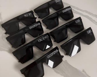 MENS SUNGLASSES Bucks Party Groom Groomsman   box filler Best Man Gift Proposal box Gift Personalsied Sunglasses Black