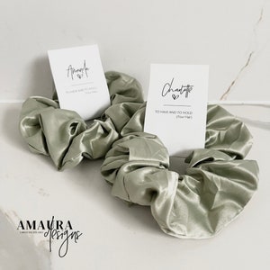 PROPOSAL SCRUNCHIE Personalised Bridesmaid Scrunchie Hair Proposal box Gift Card sage Silk Satin