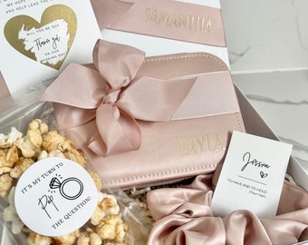 Flower Girl Gift Proposal Box Pink Blush Personalised filled Proposal Box gift box jewellery box Scrunchie Caramel Popcorn scratch Card