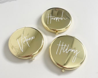 Gold compact mirror personalised mirror Gifts Purse Mirror Bridesmaid Box Proposal Gift