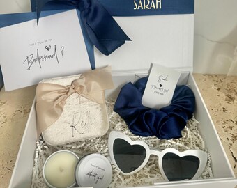 THE OG - Bridesmaid / Maid of Honour Proposal Box  Personalsied Box 100% Soy Caramel candle Jewellery Box scrunchie Sunglasses NAVY