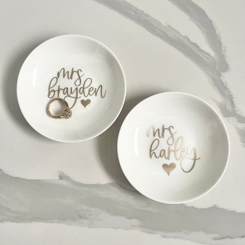 Personalised Ring Dish Bride gift Bridesmaid Gift Wedding Gift for Bride Engagement Ring Holder image 1