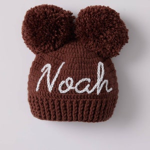 BABY NAME BEANIE® Toddler Hand Embroidered Knit Beanie Toddler Beanie Newborn Name Beanie Custom Knit Beanie Knit Baby Beanie image 8