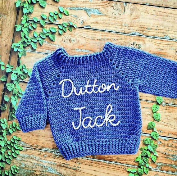 BABY NAME SWEATER® -Hand Embroidered Sweater - Toddler Sweater - Newborn Name Sweater - Knit Baby Jumper - Baby Shower Gift Birthday Gift