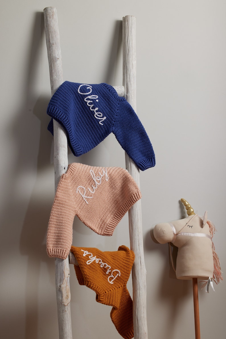 NAME SWEATER BABY® Toddler Hand Embroidered Knit Sweater Toddler Sweater Newborn Name Sweater Custom Knit Sweater Knit Baby Jumper image 9