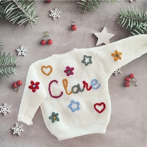 BABY NAME SWEATER® -Toddler -Hand Embroidered Sweater - Toddler Sweater - Newborn Name Sweater - Custom Name Sweater- Custom Baby Jumper