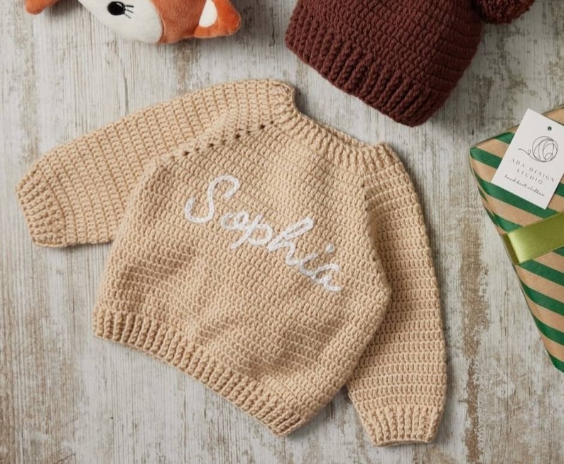 NAME SWEATER BABY® toddler hand Embroidered Knit Sweater Etsy