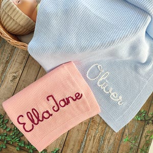 Personalized Baby Blanket with Name, Custom Knit Baby Blanket, Embroidered Name Blanket, Soft Cotton Baby Blanket, Baby Shower Gift