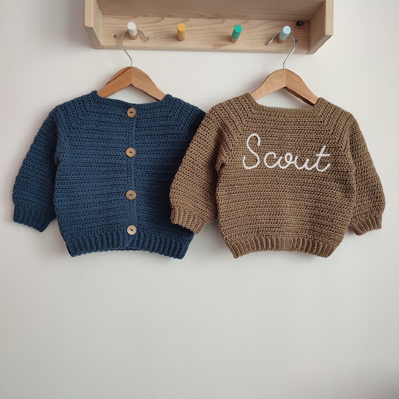 BABY NAME CARDIGAN® Toddler Hand Embroidered Knit Cardigan Toddler Cardigan Newborn Name Cardigan Custom Knit Cardigan image 1