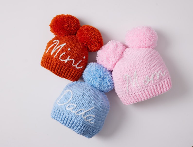 BABY NAME BEANIE® Toddler Hand Embroidered Knit Beanie Toddler Beanie Newborn Name Beanie Custom Knit Beanie Knit Baby Beanie image 9