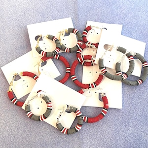 Ohio State Buckeyes Earrings | Hoop | Polymer Clay Heishi Beads | Scarlet | Gray | Silver | Gold | 30MM | 40MM | College | Perfect Gift