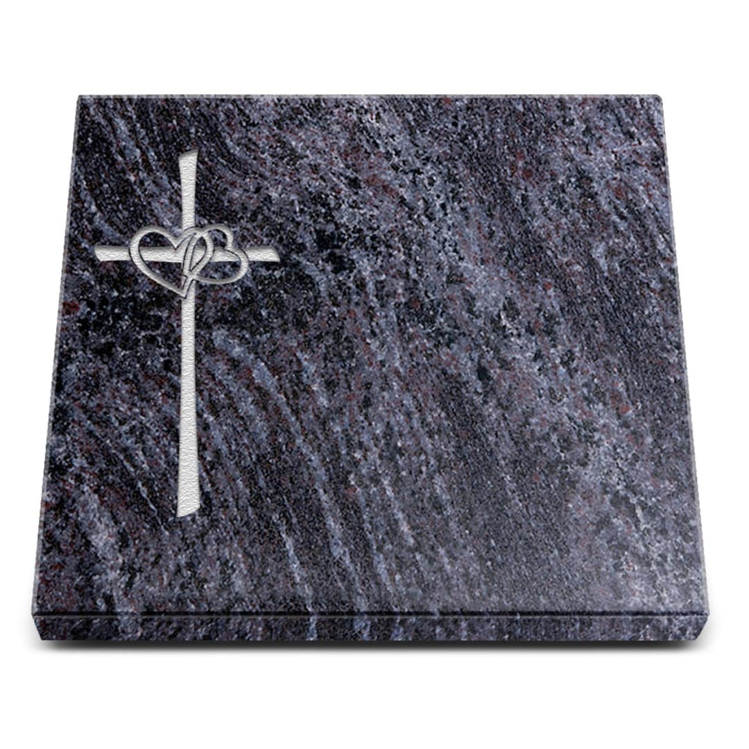 Grabplatte Wave Aus Orion-Granit 40x30x5 Cm Inkl. Gravur & Ornament