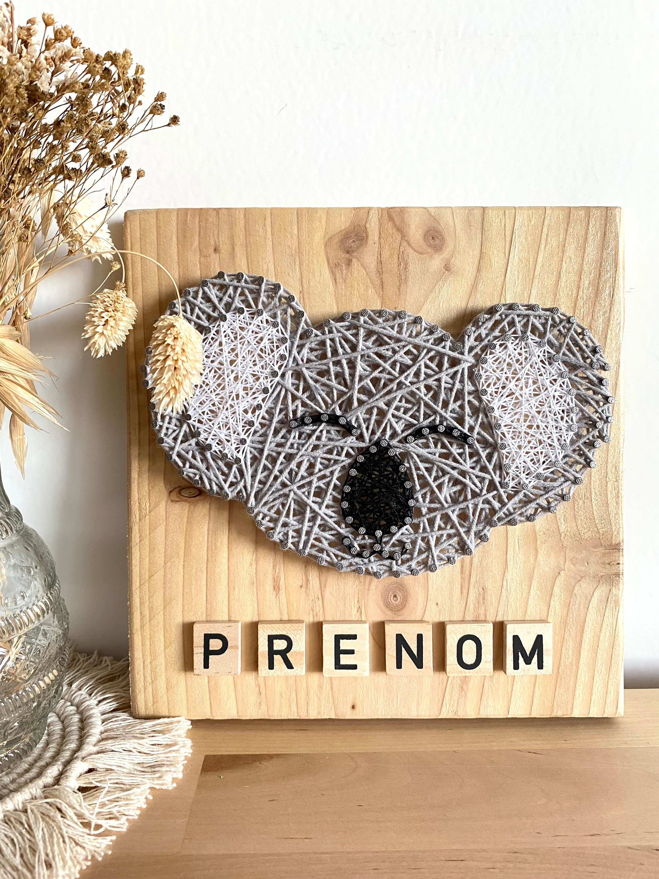Tableau en Bois, Koala Réalisé Fils - String Art à Personnaliser