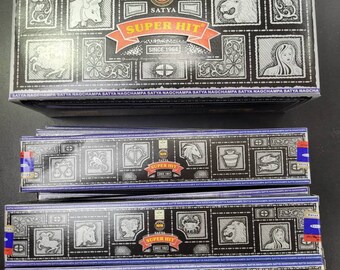 Satya Super Hit Incense Sticks, Agarbatti with Masala and hand rolled full box of 12, 12 x 15g