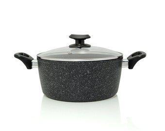 Ignite Cookware 24cm Non Stick Casserole with Glass Lid | Cooking Pot | Stock Pot | PFOA Free Non Stick | Suitable for All Hobs | Soup Pot