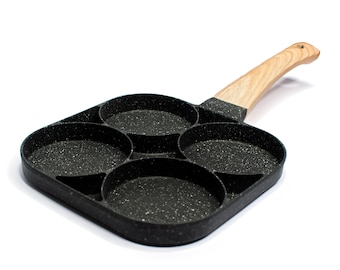 Ignite Cookware Egg Pan | 4 Cup Non Stick Egg Frying Pan | Mini Pancake Pan | Burger Pan | Crepe Pan | Egg Skillet | Round Egg Pan