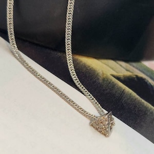 Natural Diamond Necklace .100Ct 18K Gold Triangle Shape Diamond Necklace Small Triangle Necklace Birthday Gift For Her Valentines Gift