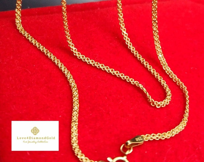 18 18K Real Gold Chain Necklace 18K Gold Wheat Chain 18K Gold Mesh