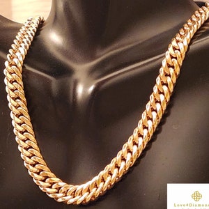 18&quot; 18K Real Gold Chain 18K Curb Chain 18K Chunky Gold Chain Necklace Cuban Chain Necklace Shiny Gold Chain Necklace 18K Minimalist Necklace