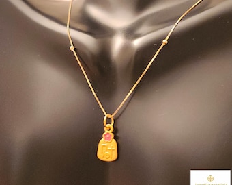 Real 24K Wealth Necklace 18K Gold Good Luck Necklace Real Gold Layering Necklace 24K Auspicious Necklace Feng Shui Necklace Gift for Her