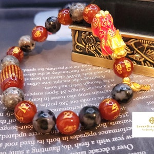 Real 24K Gold Pixiu Bracelet 24K 6 Words Mantra Bracelet Feng Shui Bracelet 24K Pixiu Bracelet 24K Dragon Bracelet