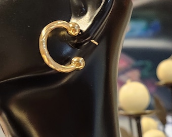 Pendientes de oro genuino de 18 quilates, elegantes, de medio aro, de oro de 18 quilates, con bucle, medianos, de oro de 18 quilates, para regalo de cumpleaños.