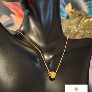 Genuine 24K Gold Necklace 24K Floating Ball Necklace Shiny Lucky Ball Necklace 24K Lucky Ball Necklace 24K Minimalist Necklace Fine Jewelry