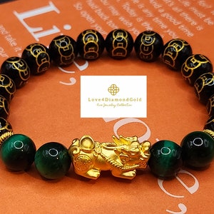 Real 24K Gold Pixiu Bracelet 24K Coin Bracelet Feng Shui Bracelet 24K Pixiu Bracelet 24K Dragon Bracelet 24K Lucky Piyao Bracelet Money Bead