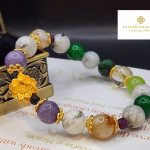 Real 24K Gold Lotus Bracelet 24K Flower Bracelet Feng Shui Bracelet Real 24K Gold Bracelet 24K Lucky Bracelet 24K Lucky Bracelet