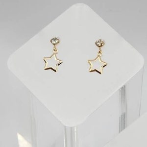 18K Real Diamond Earrings .10Ct Minimalist Earrings Star Dangling Earrings 18K Gold Star Earrings Stud Star Earrings 18K Gold Stud Earring