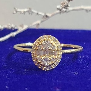 Genuine 18K Diamond Ring .200Ct 18 Karat Gold Oval Ring 18K Gold Minimalist Ring 18 Karat Gold Ring Birthday Gift For Her Daughters Gift