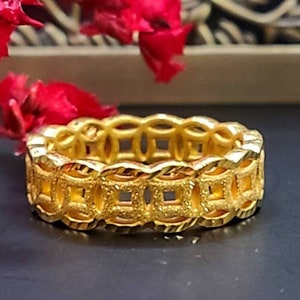 24K Real Pure Gold Ring 24K Gold Money Ring 24K Band Ring 24K Coin Ring Wealth Ring 24K Lucky Ring 24K Real Feng Shui Ring Pure Gold Band