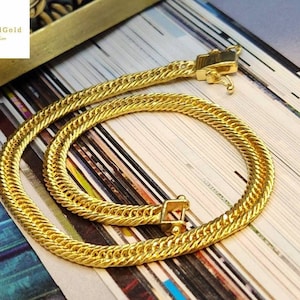 8&quot; Real 18K Cuban Chain Bracelet Gourmette Chain 18K Curb Chain Bracelet Gold Miami Cuban Chain Bracelet 18K Cuban Bracelet Fine Jewelry