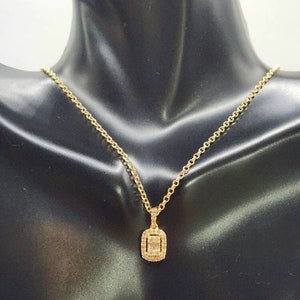 18K Real Diamond Necklace .25Ct Diamond Rectangle Necklace 18K Elegant Diamond Necklace Rectangular Necklace 18K Minimalist Necklace