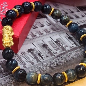 24K Real Gold Bracelet Bixie Bracelet 24K Pixiu Beaded Bracelet 24K Gold Pixiu Bracelet 24K Piyao Bracelet 24K Wealth Bracelet Fine Jewely