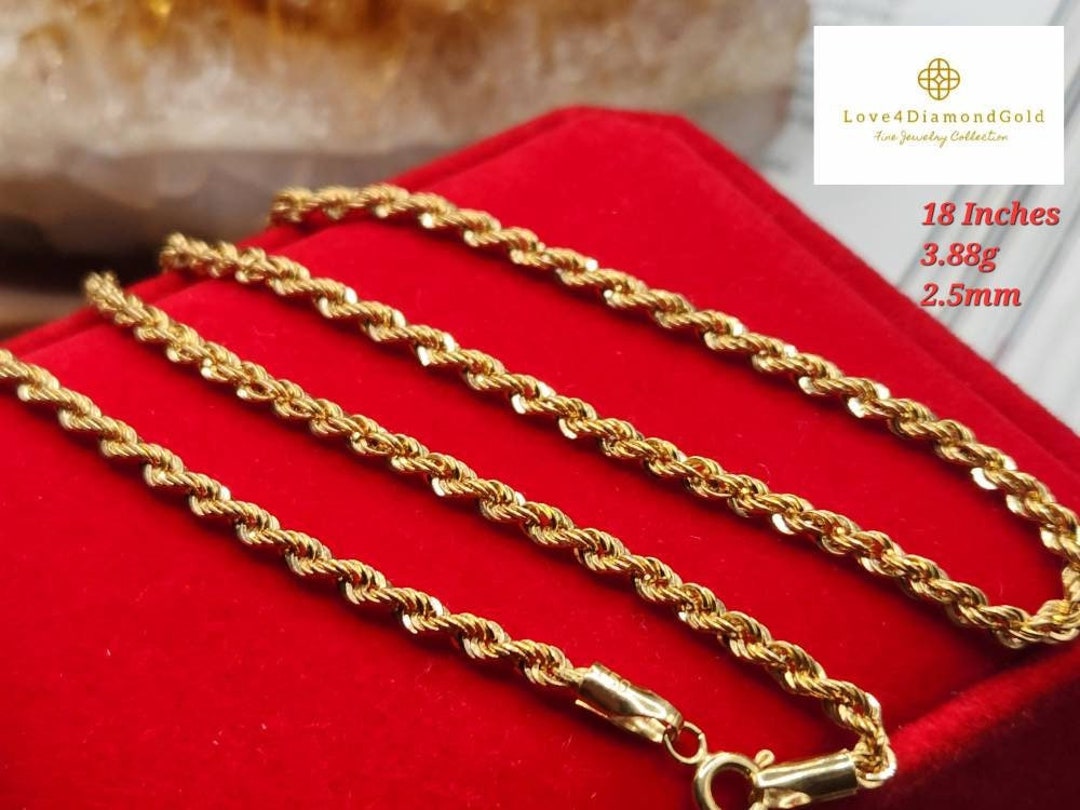 18K Real Gold Chain 18K Gold Rope Chain Gold Rope Chain 18 Etsy
