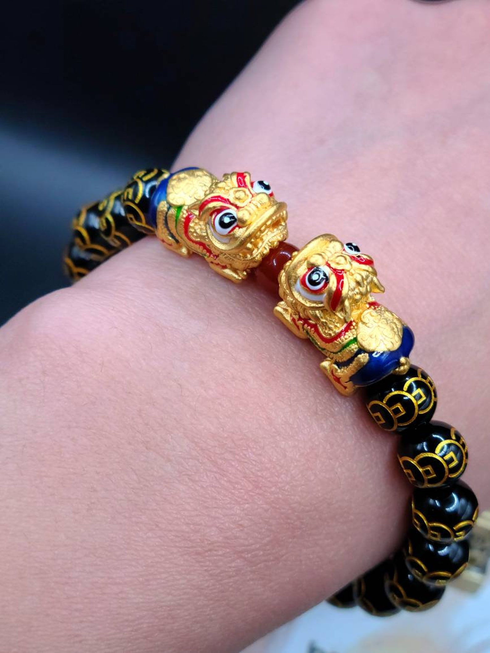 24K Real Gold BLESSED Gold Piyao Money Bag Bracelet Blessed Etsy