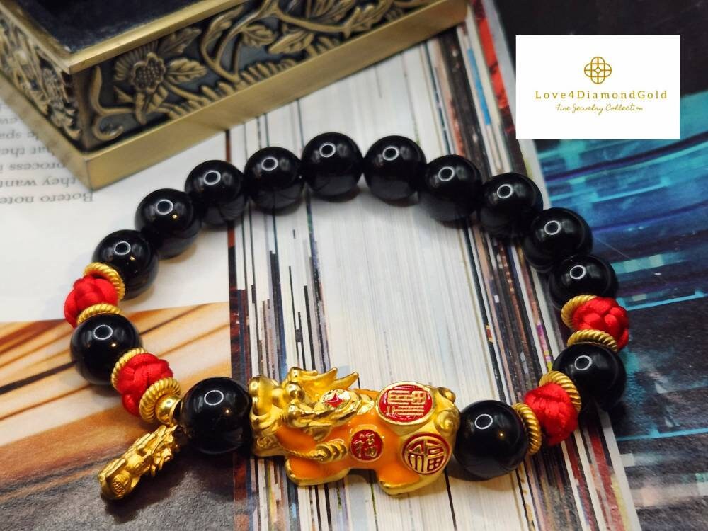 24K Real Gold Pixiu Bracelet Real Feng Shui Bracelet 24K Pixiu