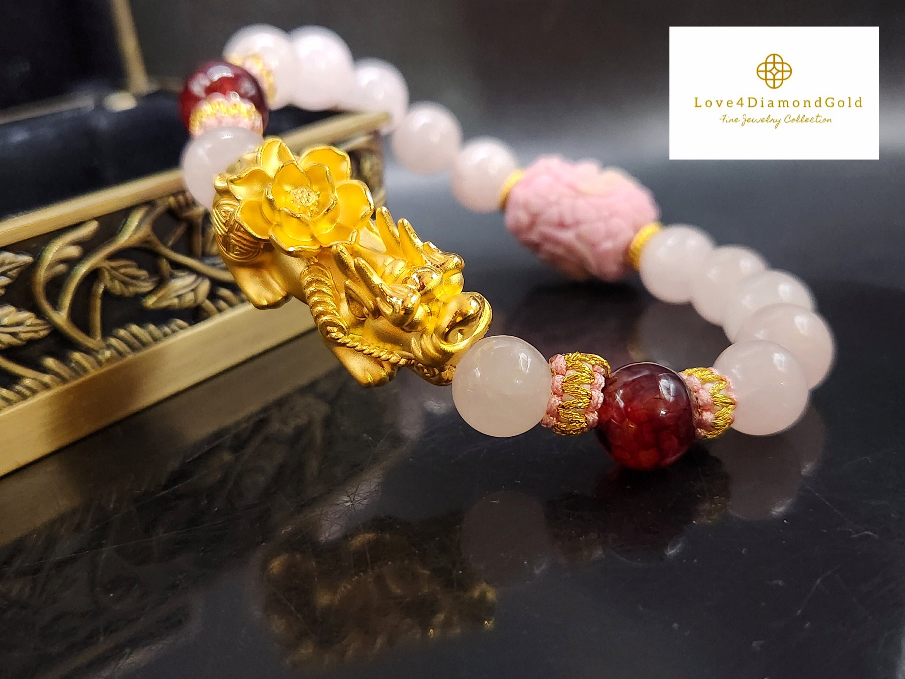 Cutewomen2020] Fashion Gold Color Pi Xiu Beads Bracelet Couple Bangle