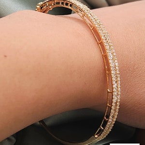 18K 1.40Ct Natural Diamond Bangle Real Gold Bangle 18K Elegant Bangle 18K Minimalist Bangle Plain Bangle Layering Bracelet Stacking Bangle