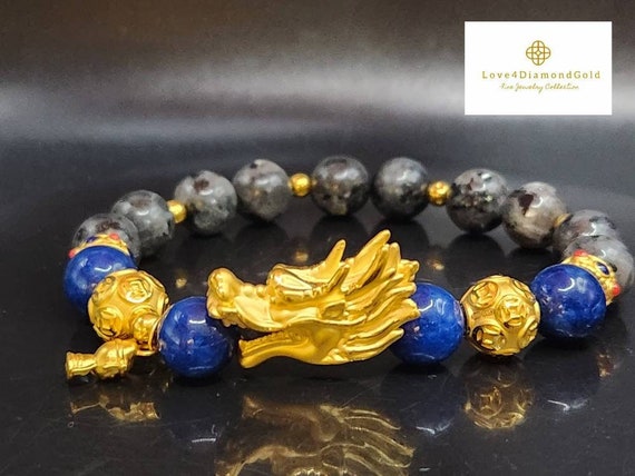 24K Real Gold Bracelet 24K Dragon Bracelet God of Wealth Bracelet