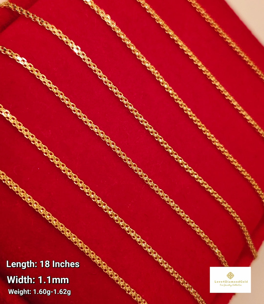 18 18K Real Gold Chain Necklace 18K Wheat Chain 18K Gold Mesh Chain