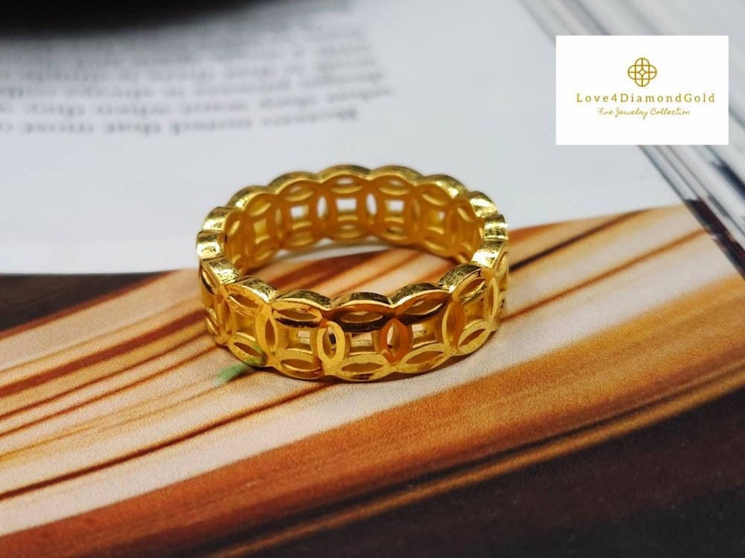 24K Real Pure Gold Ring 24K Gold Money Ring 24K Band Ring 24K Coin Ring ...