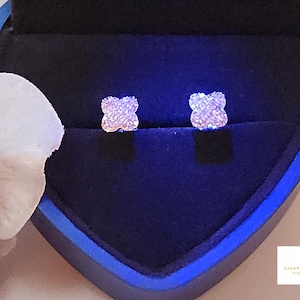 18K Real Diamond .50Ct Clover Earrings 18K Gold Clover Earrings Gold Flower Earrings Stud Earrings Real Gold Clover Earrings  Birthday Gift