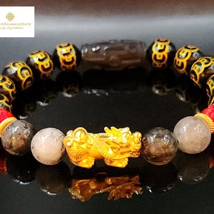 Real 24K Gold Pixiu Bracelet 24K Coin Bracelet Feng Shui Bracelet 24K Pixiu Bracelet 24K Dragon Bracelet 24K Lucky Piyao Bracelet Money Bead