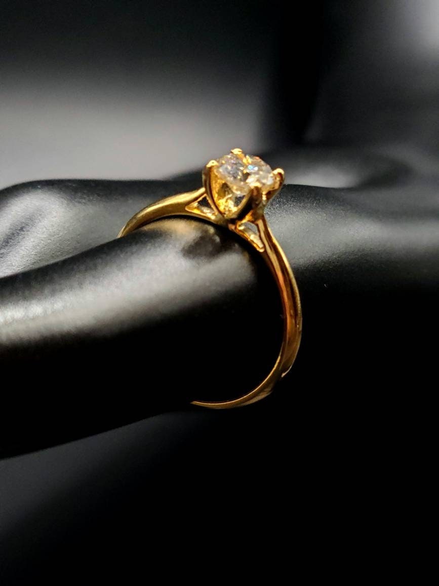 18K Natural Diamond Ring .50Ct / 18K Gold Solitaire Ring / Engagement Ring / Round Brilliant Diamond Ring / Solid Gold Ring / Promise Ring