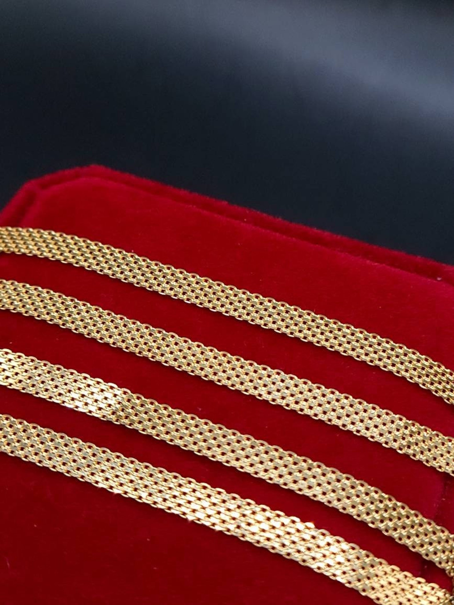 18K Real Gold Chain Necklace 18K Wheat Chain 18K Gold Mesh Etsy