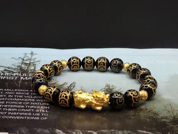Real 24K Gold Pixiu Bracelet Feng Shui Bracelet 24K Wealth Bracelet 24K Money Ball Bracelet 24K Lucky Piyao Bracelet 24K Onyx Bracelet Etsy Canada