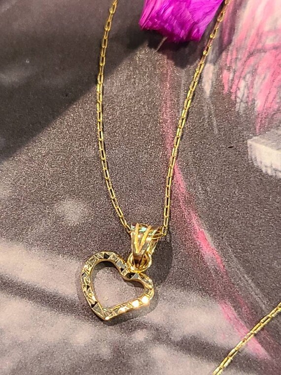 Genuine 18k Solid Gold Minimalist Dainty Open Heart Necklace - Etsy