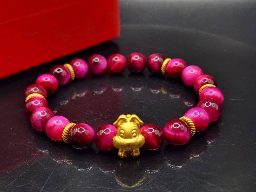 24K Pure Gold 999 Rabbit Bracelet 24K Lucky Bracelet Fengshui